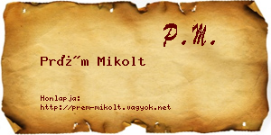 Prém Mikolt névjegykártya
